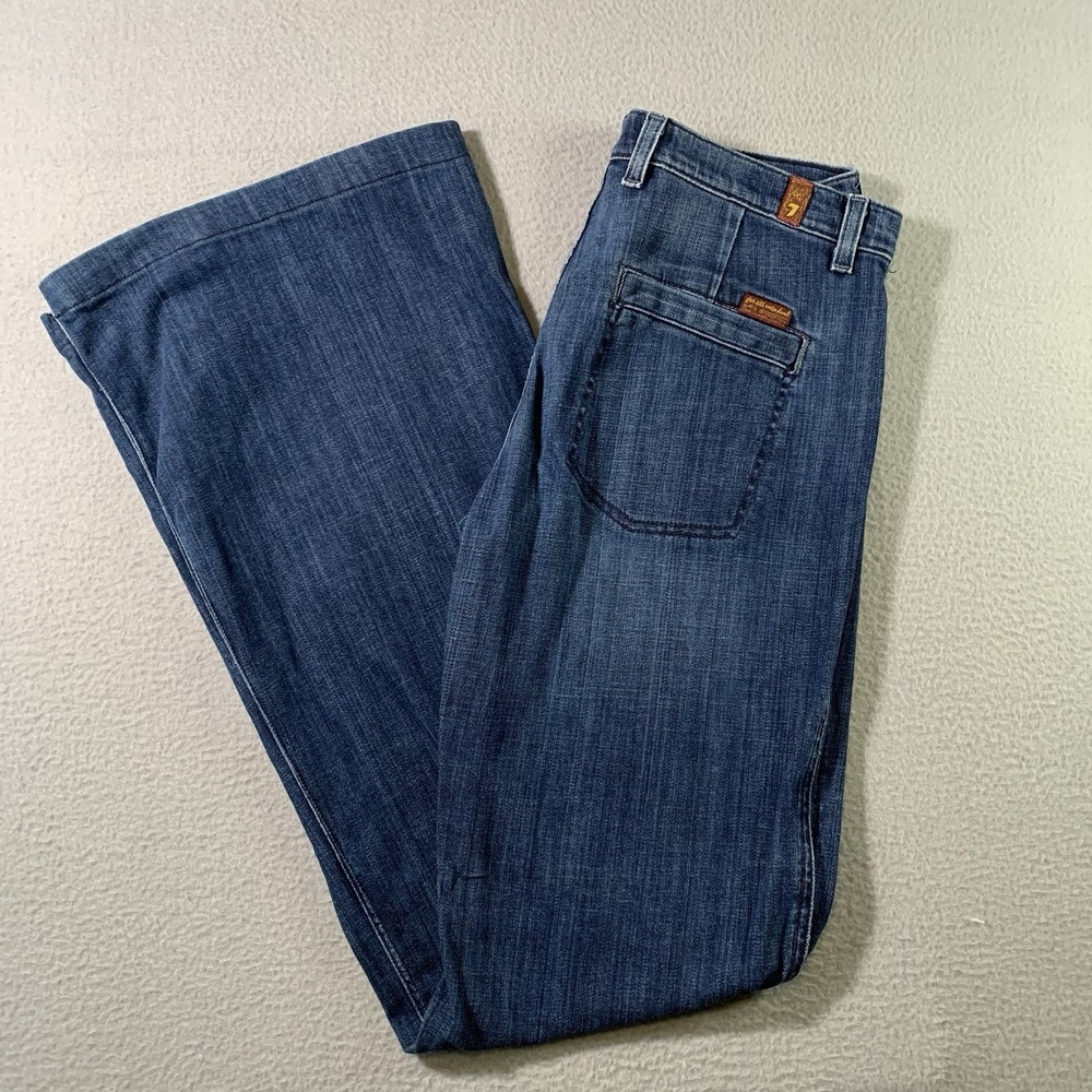 7 For All Mankind Bootcut Jeans - Dark Wash Made in USA, 100% cotton